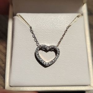 Sterling silver and cubic zirconia heart necklace